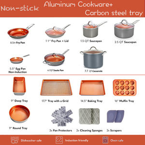 Olla y sartén <span class=keywords><strong>de</strong></span> cobre <span class=keywords><strong>para</strong></span> <span class=keywords><strong>cocina</strong></span> Juegos <span class=keywords><strong>de</strong></span> utensilios <span class=keywords><strong>de</strong></span> <span class=keywords><strong>cocina</strong></span> antiadherentes con revestimiento antiadherente <span class=keywords><strong>de</strong></span> cerámica - Product Image 4