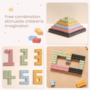 Grand ensemble de blocs de construction souples, blocs à grandes particules, jouet d'empilage Montessori en silicone, jouet de dentition <span class=keywords><strong>pour</strong></span> bébé, <span class=keywords><strong>pour</strong></span> enfants, avec boîte cadeau - Product Image 2