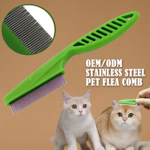 بسعر المصنع شعر حيوانات أليفة من الفولاذ المقاوم للصدأ مع مقبض طويل لمزيل البقع المسيل للدموع مشط خالي من النت - Product Image 4