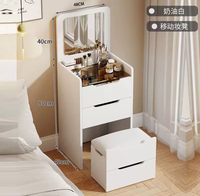 Table de toilette moderne et simple en bois, éclairée, extensible, multifonctionnelle, avec rangement, pour chambre à coucher, chevet, maquillage, salon