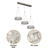 Lustre moderne en cristal chromé à trois lumières personnalisé, luminaire suspendu pour hôtel et décoration intérieure