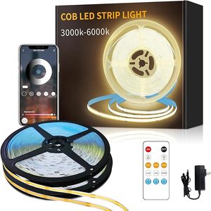 Bandes LED flexibles COB, 3000K DC24V, blanc dimmable, contrôle par télécommande et application, lumières LED en forme <span class=keywords><strong>de</strong></span> corde pour salon, étagère, cabine, <span class=keywords><strong>lit</strong></span> - Product Image 1