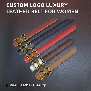 Ceinture de créateur pour femme en cuir de vachette de luxe avec boucle en alliage et logo personnalisé, largeur 2,5 cm, longueur 115 cm - Product Image 2