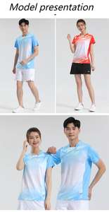 Combinaison de t-shirt à séchage rapide avec logo personnalisé uniformes d'équipe d'entraînement de badminton de compétition sportive uniformes de classe à manches courtes col - Product Image 6