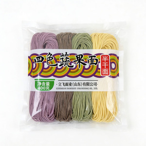 400g Mie Empat Warna Setengah Kering Asli Cina Sehat untuk Masakan Rumah Mie Warna-warni Buah & Sayuran