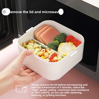 Boîte à lunch simple pour étudiants, compatible micro-ondes, double couche, grande capacité, design moderne et minimaliste, compartimentée, en plastique carré