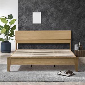Cadre de lit en bois massif de luxe, lit plateforme king size avec placage en bois de frêne, meubles de chambre à coucher durables pour la maison et l'appartement - Product Image 3