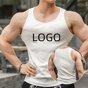 Groothandel Leverancier Custom Gecomprimeerde Geribbelde Y Back Tank Top Spiervest Mannen Oefening Kleding Katoenen Bodybuilding Stringer