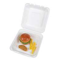 Nouveau modèle de boîte à lunch à emporter biodégradable et jetable avec couvercle conteneur alimentaire compostable canne à sucre bagasse à clapet