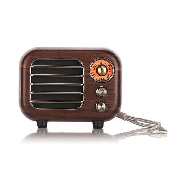 Solid Walnut Wood BT Retro Radio Portable FM Speaker TF Card Audio Export Stereo