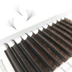 Scatole personalizzate marrone scuro Easy Fan singole ciglia in fiore Premium Mega Volume Extension ciglia vassoi di estensione ciglia - Product Image 5