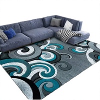 Tapis moderne abstrait irrégulier tufté fait main à poils coupés, style mi-siècle, pour salon et zone d'exercice - Matériau acrylique, adapté aux animaux domestiques