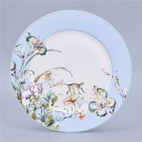Service de table en porcelaine fine 30 pièces pour 6 personnes, emballage en boîte colorée, comprend un kit de tasses, motif floral, compatible four/lave-vaisselle, anti-fuite
