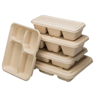 Boîtes à lunch et assiettes jetables écologiques, imperméables, biodégradables, en pulpe de canne à sucre, à 3-4 compartiments, pour la vente à emporter