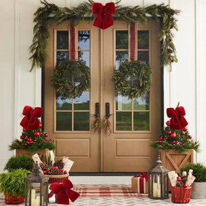 Home Wreath Decor Burgundy Christmas <b>Bows</b> <b>Large</b> Red Velvet Christmas <b>Bows</b> Decor Red Velvet Ribbon <b>Bow</b> for Christmas - Product Image 2
