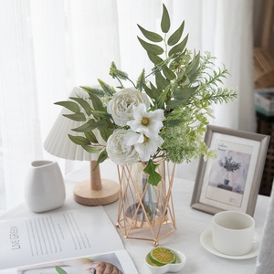 Bouquet de fleurs artificielles Qinzi Camélia blanc Décoration de mariage Décoration de la maison CF01143 - Product Image 1