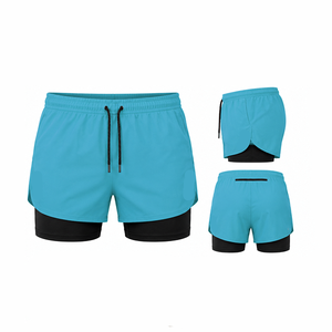 Custom Double <b>Layer</b> Running Shorts Lightweight Performance Sportswear With Compression Liner And Secure Pockets For Athletes - Product Image 5