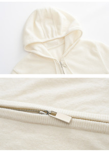 Sweat à capuche en tissu <span class=keywords><strong>cachemire</strong></span> de luxe 100% sweats à capuche zippés en <span class=keywords><strong>cachemire</strong></span> blanc pour femmes - Product Image 3