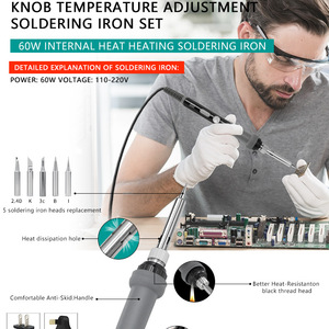 Kit de fer à souder à température réglable 200C-480C, chauffage en céramique, ensemble d'outils de réparation électronique domestique - Product Image 3