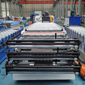 Heiß verkauf 1200mm breites Metalldach Calamin herstellungs maschine Drei schicht ige Dachziegel walzen form maschine - Product Image 3