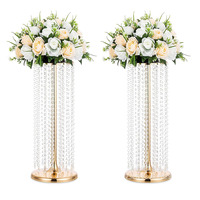 Support de fleurs en métal pour mariage Vase en cristal pour centres de table Décoration de mariage Décoration de table ronde décorative