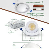 Plafonnier LED encastré orientable de 4 pouces, 9W, étanche, avec boîtier J, homologué IC