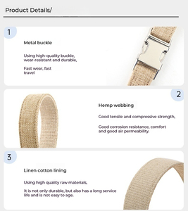 Nuevo diseño Collar para mascotas Logotipo personalizado Collar para perros de cáñamo puro con tirantez ajustable y hebilla de metal de liberación rápida - Product Image 3