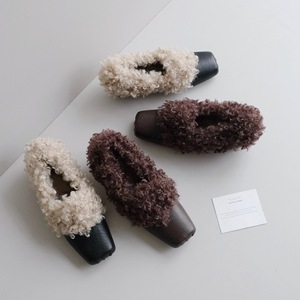 Zapatos de Mujer de Cuero Genuino con Punta Cuadrada Retro, Forrados con Piel de Cordero, Cálidos, Planos, Estilo Ballet, Calzado de Moda para Invierno - Product Image 1
