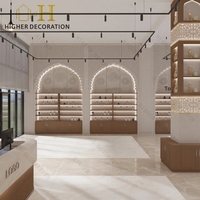 Vitrine de présentation de parfums avec mur décoratif en arche islamique pour comptoir de magasin