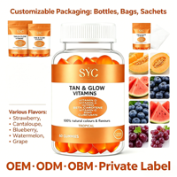 Gummies de Soutien au Bronzage Naturel OEM avec Bêta-Carotène, Lutéine et Zinc pour un Éclat Sans Soleil - 60 Gummies/Flacon - Vente en Gros Marque Privée