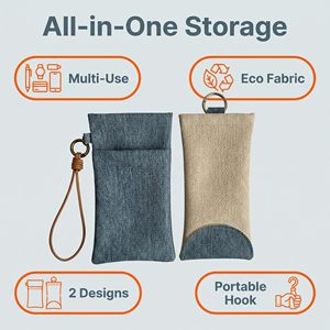 Estuche ligero de lino para <span class=keywords><strong>gafas</strong></span> de sol, funda para <span class=keywords><strong>gafas</strong></span> con correa para la muñeca y anillo para colgar, soporte compacto para <span class=keywords><strong>gafas</strong></span> para hombres y mujeres - Product Image 3