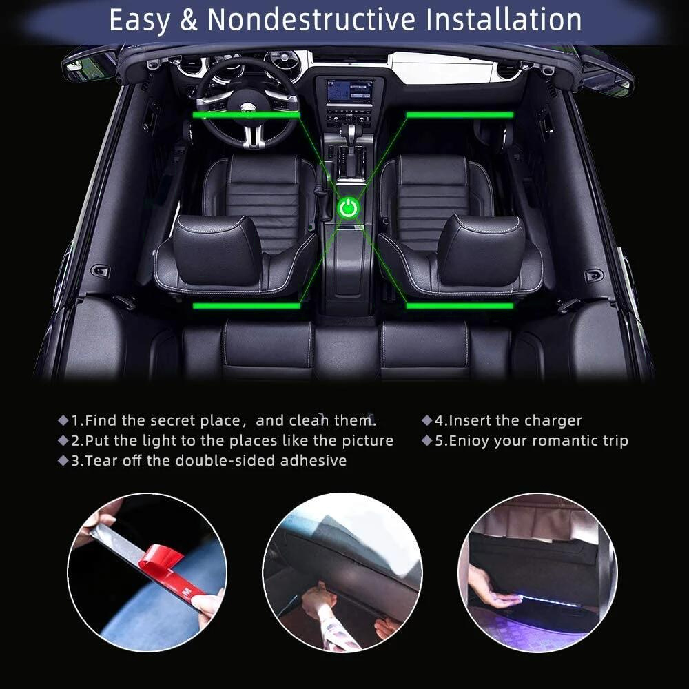 Interior Car Lights Car Led Lights APP Control with Remote Music Sync Color Change RGB