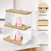 Comptoir organisateur de salle de bain avec présentoir en bois étagère de comptoir en bambou à 2 niveaux pour le salon