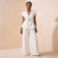 Ensemble gilet ceinturé et pantalon large de luxe léger pour l'été, style européen et américain - Costume 2 pièces élégant, décontracté et chic