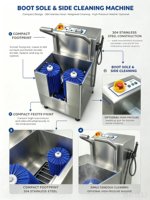 Machine industrielle de nettoyage de bottes en acier inoxydable SUS304, brosseuse pour semelles et côtés de bottes avec bouton d'arrêt d'urgence pour usine de viande