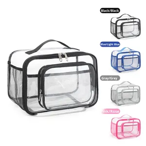 Custom PVC Handbag Modern Simple Multi-Purpose Outdoor Picnic Lunch <b>Bag</b> <b>Transparent</b> Large Capacity Toiletries Cosmetic <b>Bag</b> All - Product Image 1
