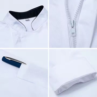 Manteau de chef à manches longues unisexe avec fermeture éclair Chemise uniforme de barbier pour restaurant, bar et hôtel