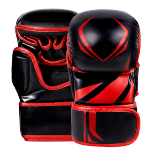 High Quality Cowhide Leather Sanda MMA Gloves Custom Brand Logo Printed Professional Grappling Sparring Training Hook Loop - Product Image 5