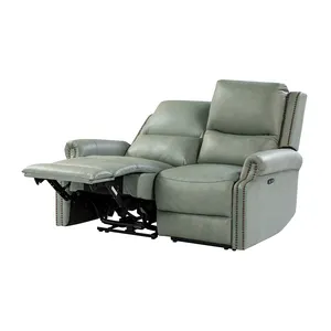 2 seater elegant luxury full genuine leather power electric manual motion recliner sofa set reclinable