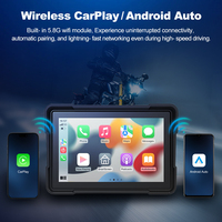 Navegador GPS Portátil de 5'' para Motocicleta con Pantalla Táctil, DVR Doble, Bluetooth, Carplay/Android Auto Inalámbrico, Impermeable IP67 ZC11A+TPMS