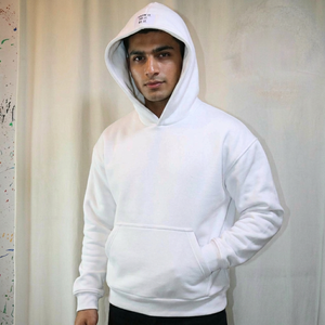 เสื้อฮู้ดสีขาวสำหรับผู้ชาย ผ้าฝ้าย 100% เฟรนช์เทอร์รี่ ทรงปกติ สวมใส่สบาย มีกระเป๋า ดีไซน์สำหรับฤดูใบไม้ร่วง เหมาะสำหรับใส่เล่นกีฬา - Product Image 1