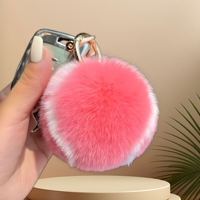 Nouvel Arrivage : Charm de Sac et de Clés Sportif Créatif en Forme de Balles Géométriques, Magnifique Charm Multicolore en Fausse Fourrure de Vison en Forme de Balle de Tennis pour Ma Fille