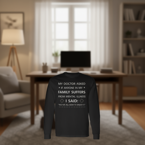 Mi médico se preguntó si alguien de mi familia sufre de enfermedad mental, camiseta de manga larga - Product Image 3