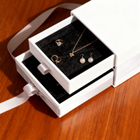 Boîtes cadeaux miniatures haut de gamme personnalisées, type tiroir, avec lamination mate, gaufrage et impression quadrichromie pour l'emballage de bijoux