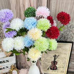 Bouquet de fleurs artificielles en soie Bubble Ball multicolores 12 pièces Décoration de mariage et de maison - Product Image 1