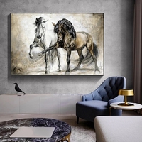 Cuadros décor moderne Animal noir blanc cheval affiches imprime photos grand cheval art peinture murale toile