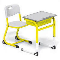 Ensemble de chaise et de bureau individuels ergonomiques et modernes pour l'école, avec structure métallique, pour une utilisation en classe primaire
