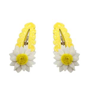 Vente en gros de pinces et épingles à cheveux en tissu pour bébé fille, motif fleur jaune pailletée de dessin animé, avec un joli nœud, pour accessoires de fête pour enfants - Product Image 2