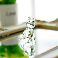 Figurine de chat en cristal de haute qualité, statue d'animal en verre transparent, ornement de collection pour la décoration de bureau, cadeaux