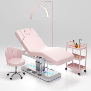 2025 nueva llegada cama de belleza eléctrica de 3 motores base de una sola columna cama de masaje eléctrica de salón con Control de pie incorporado - Product Image 2